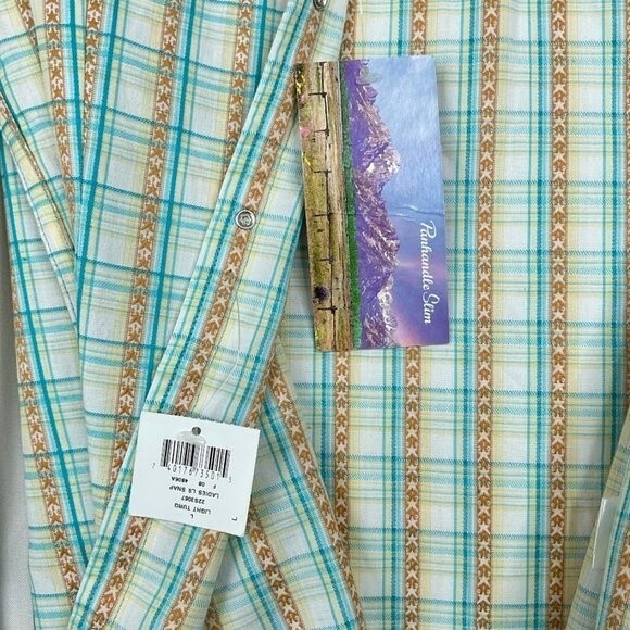 Panhandle Slim Women’s L Western Snap-Button Shirt – Green Plaid, NWT - Picture 9 of 11